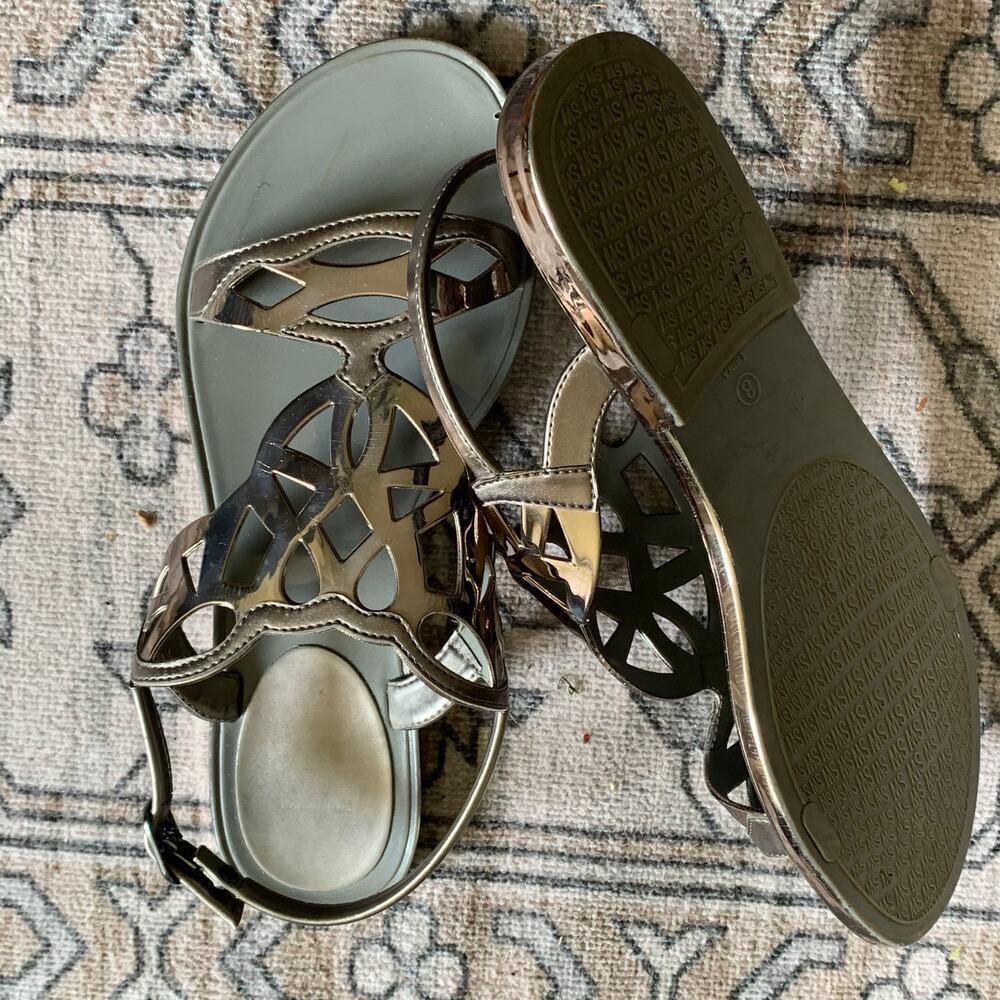 Stuart Weitzman Gelfisher Graphite Sandals Size 8 - Picture 3 of 4